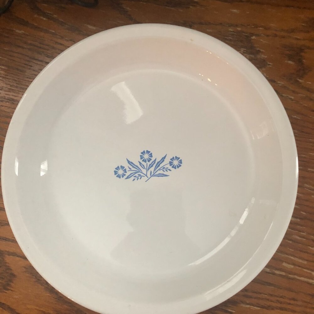 Cornflower Blue Corning Ware White 9 Inch Pie Plate Baking Dish P309 Vintage - Picture 1 of 4